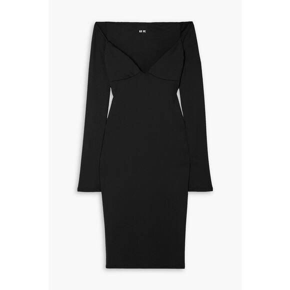 Alix NYC Jansen Little Black Dress Jersey Off The Shoulder Dress NWT $226 S - Picture 3 of 10